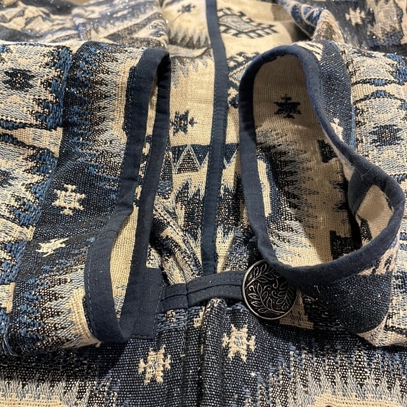 Boho Woven Aztec Sparkle Design Tapestry Jacket Coat Size Large - Picture 10 of 11